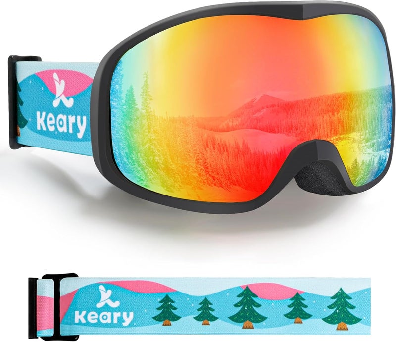 Keary Kids Ski Goggles for 3-14 Snowboard Goggles Kids Toddler Boys Girls Youth Snow Goggles 100% UV Protection Anti-Fog - Image 1